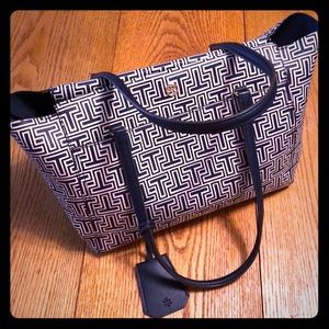 EUC Tory Burch Navy White Shoulder Bag